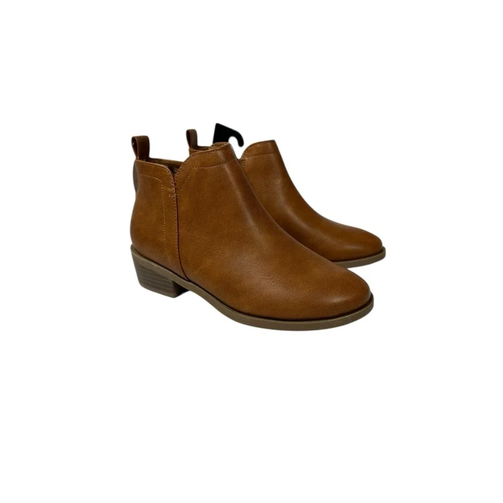 wonder nation girls‎ ankle boots brown zips up the side size 2